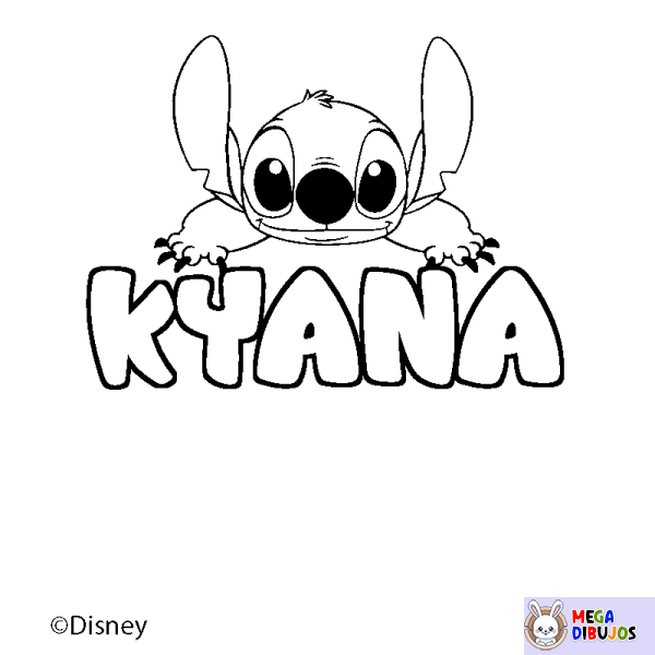 Coloración del nombre KYANA - decorado Stitch