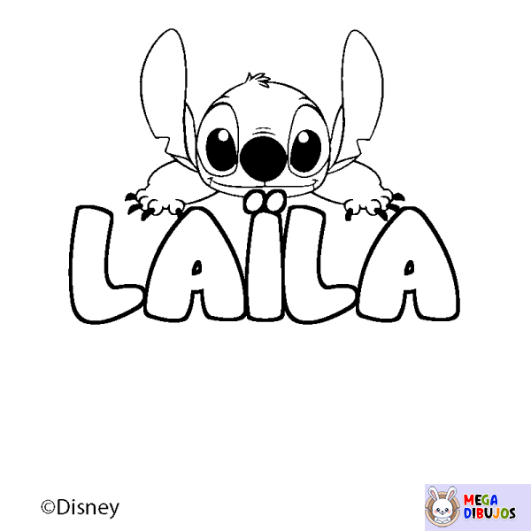 Coloración del nombre LA&Iuml;LA - decorado Stitch