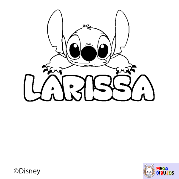 Coloración del nombre LARISSA - decorado Stitch