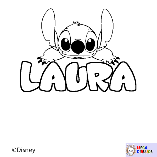 Coloración del nombre LAURA - decorado Stitch