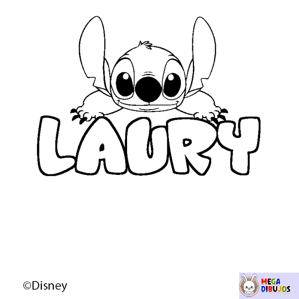 Coloración del nombre LAURY - decorado Stitch