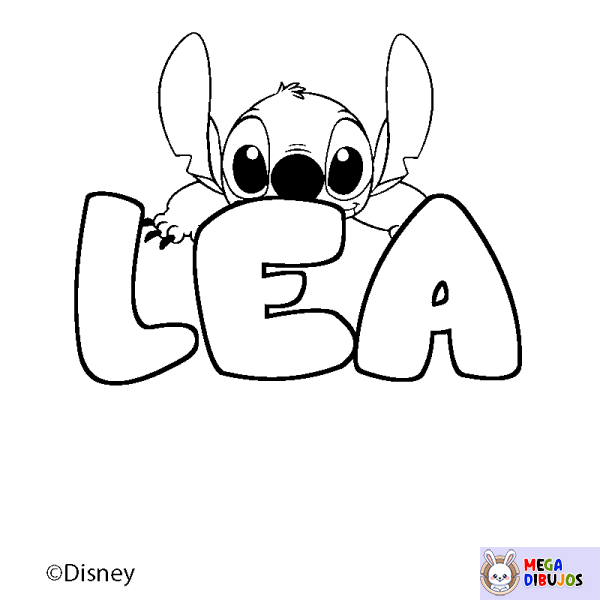 Coloración del nombre LEA - decorado Stitch