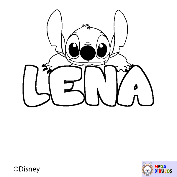 Coloración del nombre LENA - decorado Stitch