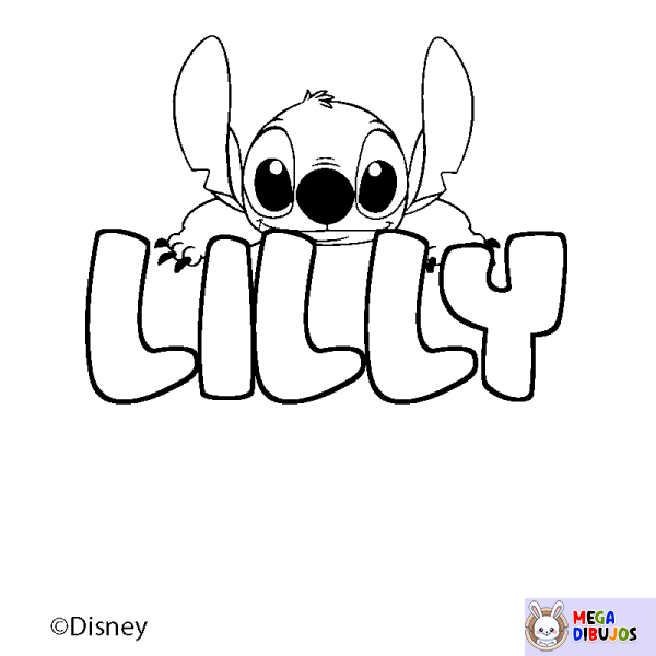 Coloración del nombre LILLY - decorado Stitch
