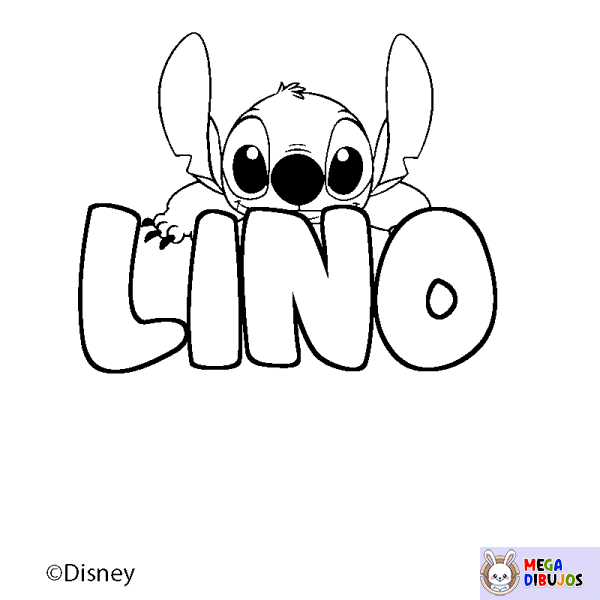 Coloración del nombre LINO - decorado Stitch