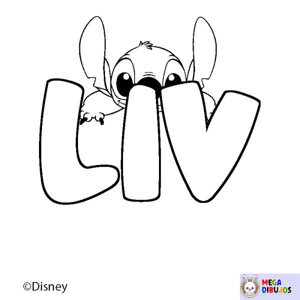 Coloración del nombre LIV - decorado Stitch