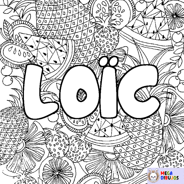 Coloración del nombre LO&Iuml;C - decorado mandala de frutas