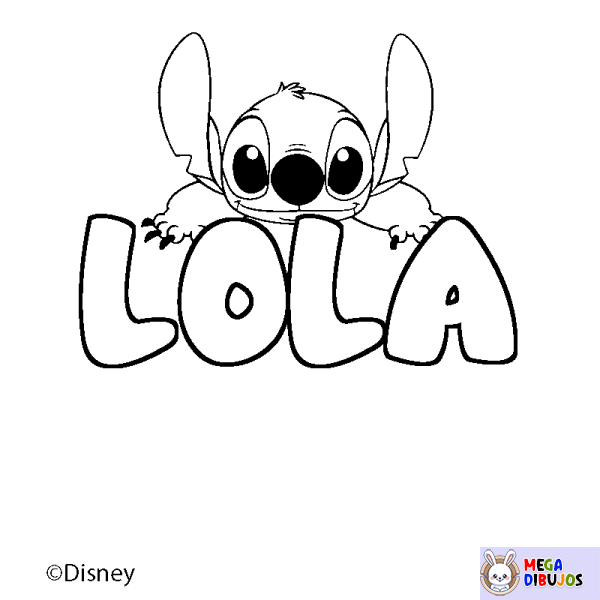 Coloración del nombre LOLA - decorado Stitch