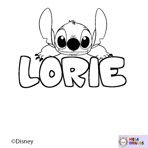 Coloración del nombre LORIE - decorado Stitch
