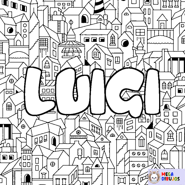Coloración del nombre LUIGI - decorado ciudad
