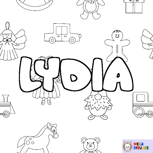 Coloración del nombre LYDIA - decorado juguetes