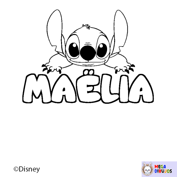 Coloración del nombre MA&Euml;LIA - decorado Stitch