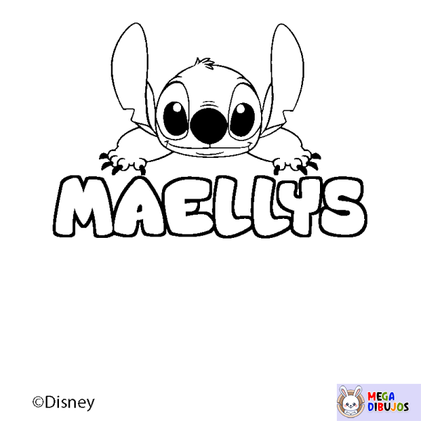 Coloración del nombre MAELLYS - decorado Stitch