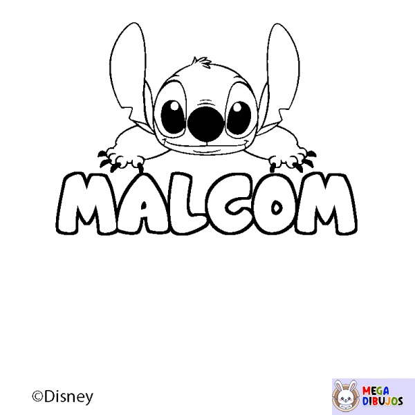 Coloración del nombre MALCOM - decorado Stitch