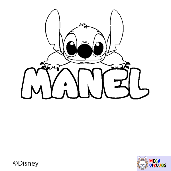 Coloración del nombre MANEL - decorado Stitch