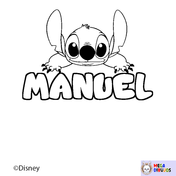 Coloración del nombre MANUEL - decorado Stitch