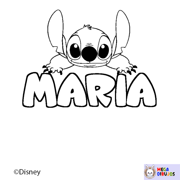 Coloración del nombre MARIA - decorado Stitch