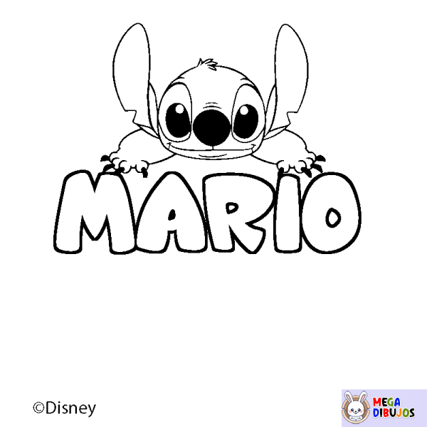 Coloración del nombre MARIO - decorado Stitch