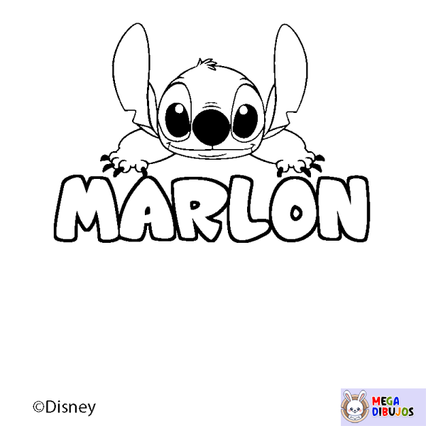 Coloración del nombre MARLON - decorado Stitch