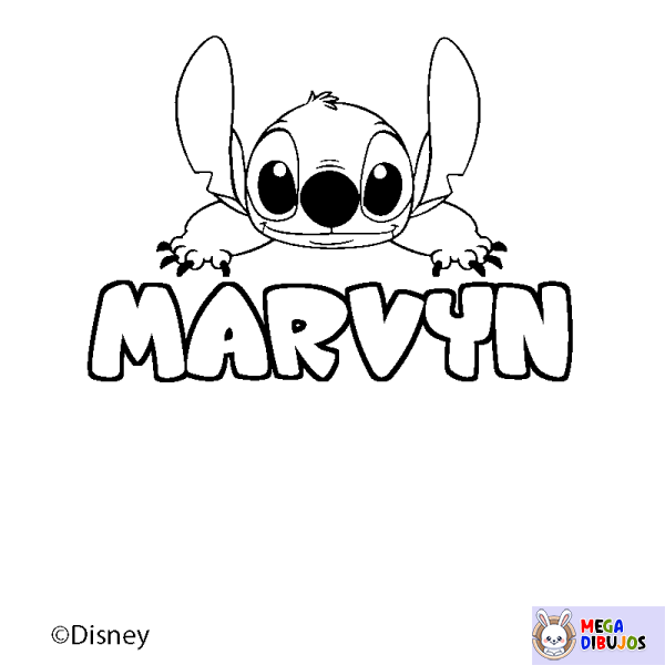 Coloración del nombre MARVYN - decorado Stitch