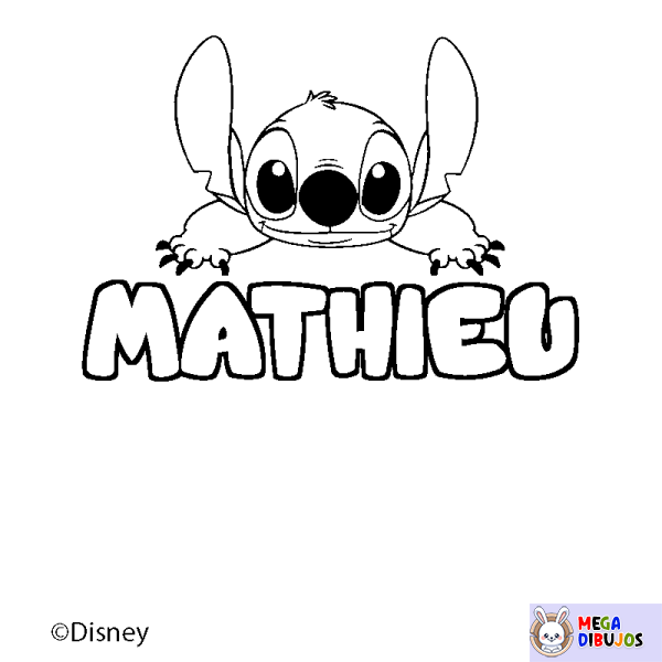 Coloración del nombre MATHIEU - decorado Stitch