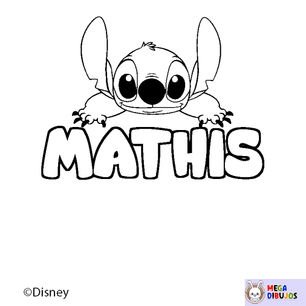 Coloración del nombre MATHIS - decorado Stitch