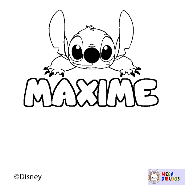 Coloración del nombre MAXIME - decorado Stitch