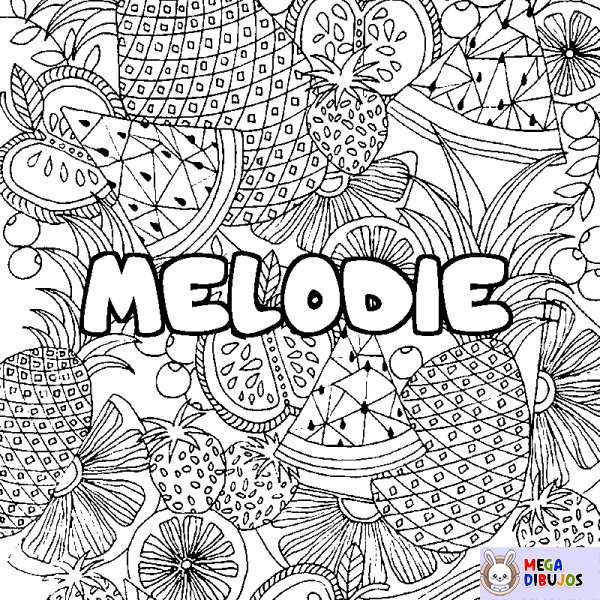 Coloración del nombre MELODIE - decorado mandala de frutas