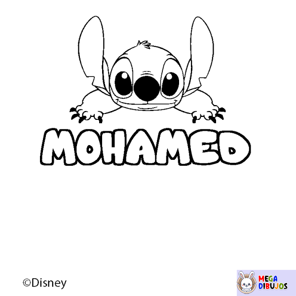 Coloración del nombre MOHAMED - decorado Stitch