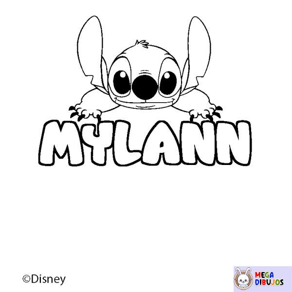 Coloración del nombre MYLANN - decorado Stitch