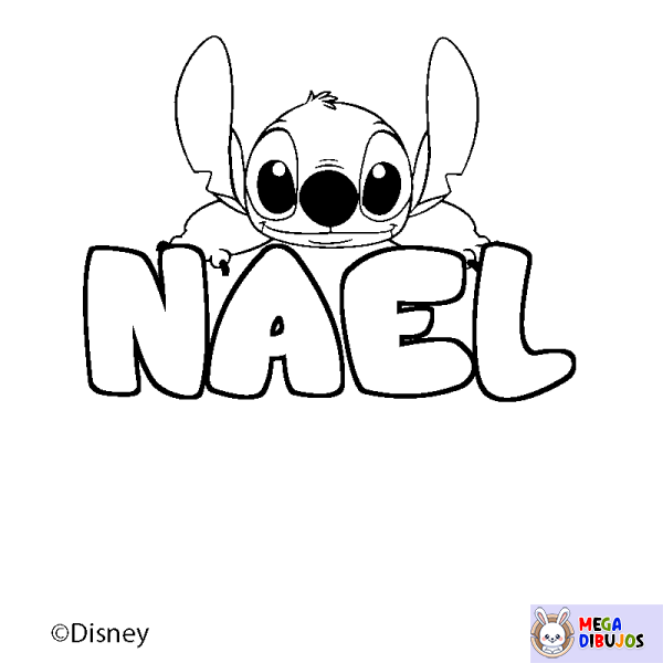 Coloración del nombre NAEL - decorado Stitch