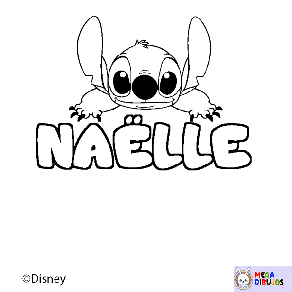 Coloración del nombre NA&Euml;LLE - decorado Stitch