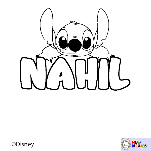 Coloración del nombre NAHIL - decorado Stitch