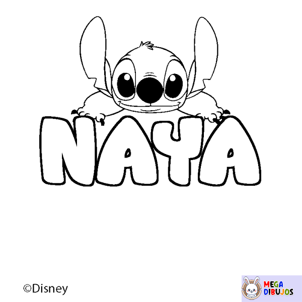 Coloración del nombre NAYA - decorado Stitch