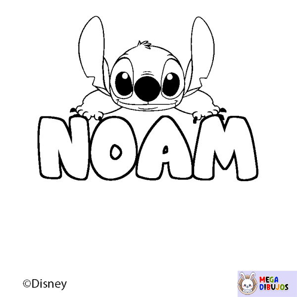 Coloración del nombre NOAM - decorado Stitch