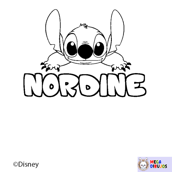 Coloración del nombre NORDINE - decorado Stitch