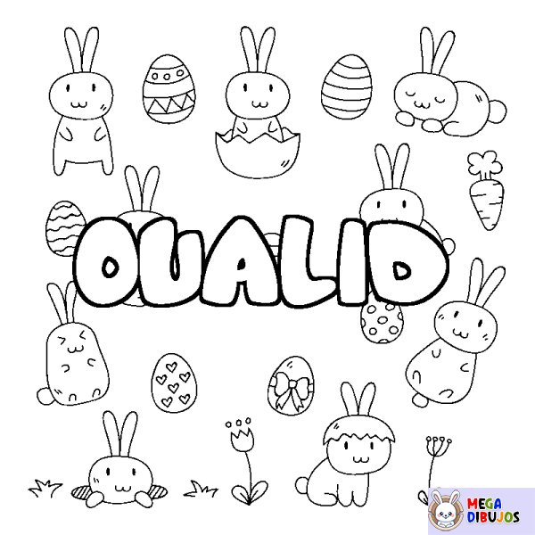 Coloración del nombre OUALID - decorado Pascua