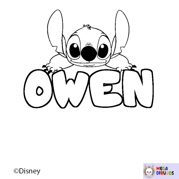 Coloración del nombre OWEN - decorado Stitch