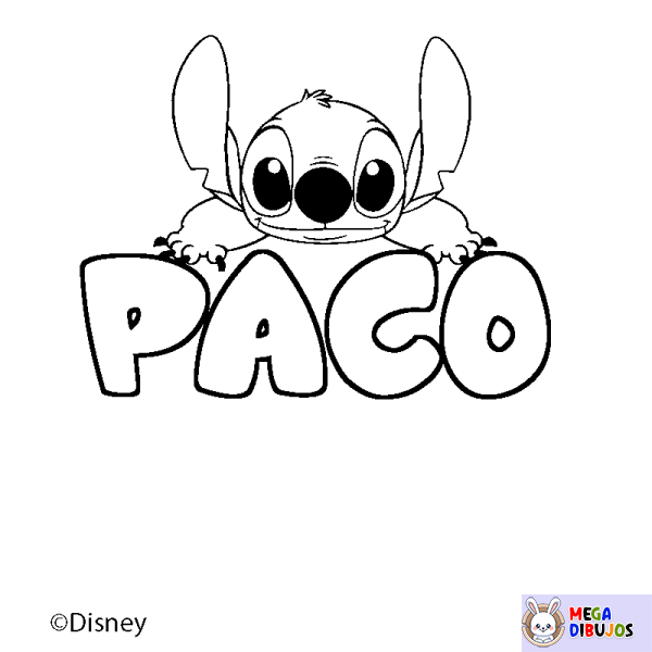 Coloración del nombre PACO - decorado Stitch