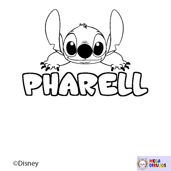 Coloración del nombre PHARELL - decorado Stitch