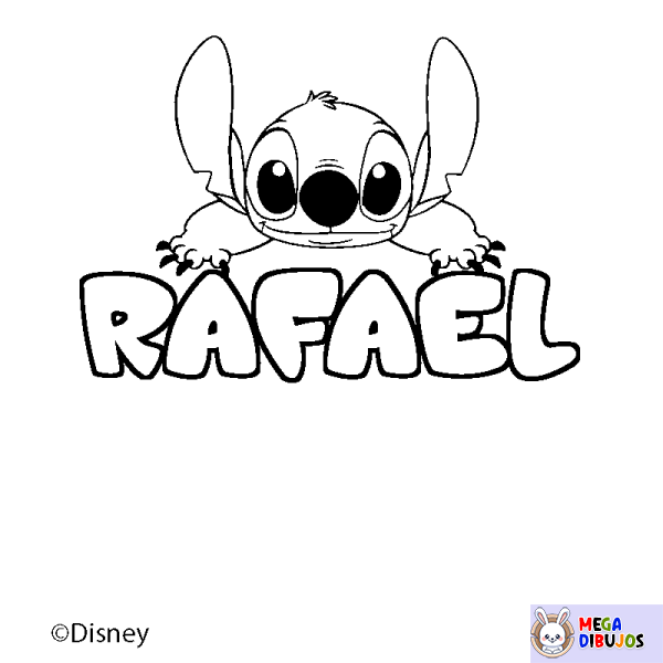 Coloración del nombre RAFAEL - decorado Stitch