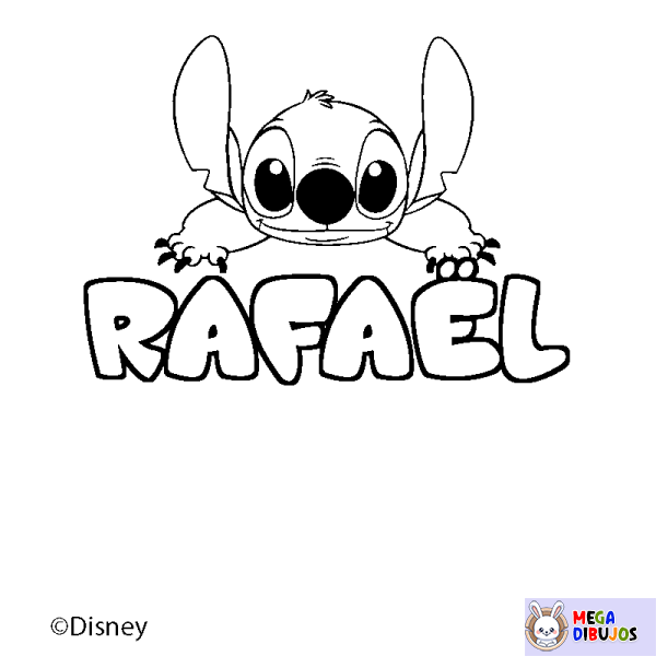 Coloración del nombre RAFA&Euml;L - decorado Stitch