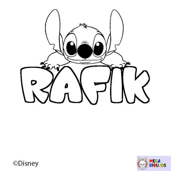Coloración del nombre RAFIK - decorado Stitch