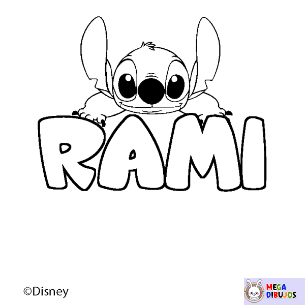 Coloración del nombre RAMI - decorado Stitch