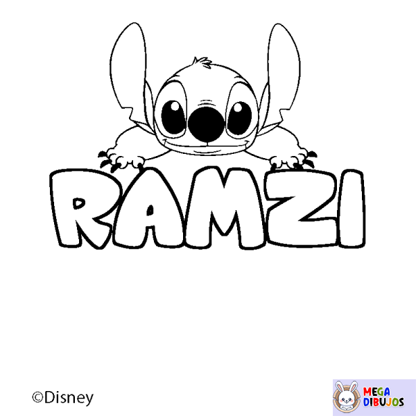 Coloración del nombre RAMZI - decorado Stitch
