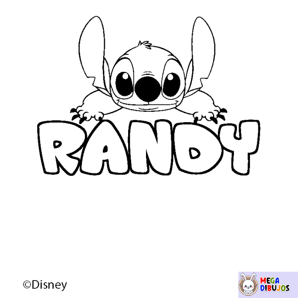 Coloración del nombre RANDY - decorado Stitch