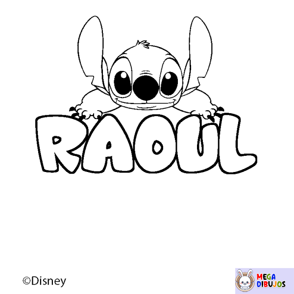 Coloración del nombre RAOUL - decorado Stitch