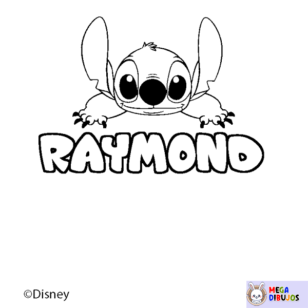 Coloración del nombre RAYMOND - decorado Stitch