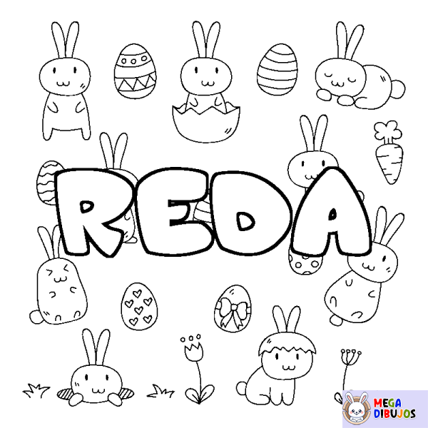 Coloración del nombre REDA - decorado Pascua