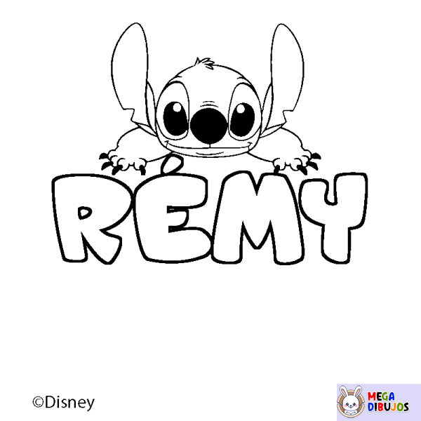 Coloración del nombre R&Eacute;MY - decorado Stitch